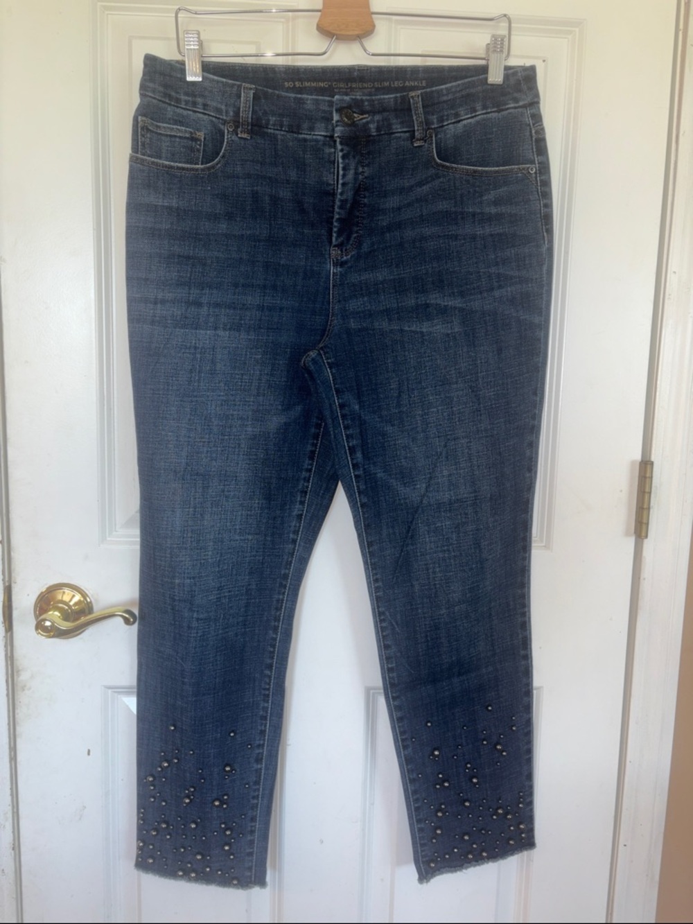 Chico's Dark Blue Studded Ankle Jeans